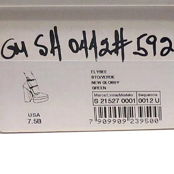 Schutz Elysee Green Double Platform Ankle Strap Pointy Toe Block Heel Dress - Picture 15 of 15